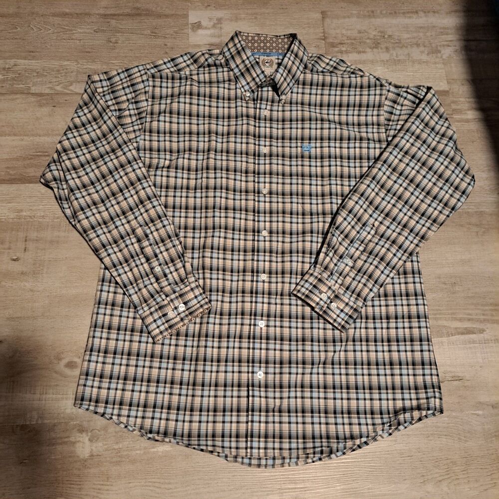 Cinch Men's Gray Plaid Long Sleeve Button Down Western Shirt Size‎ Medium